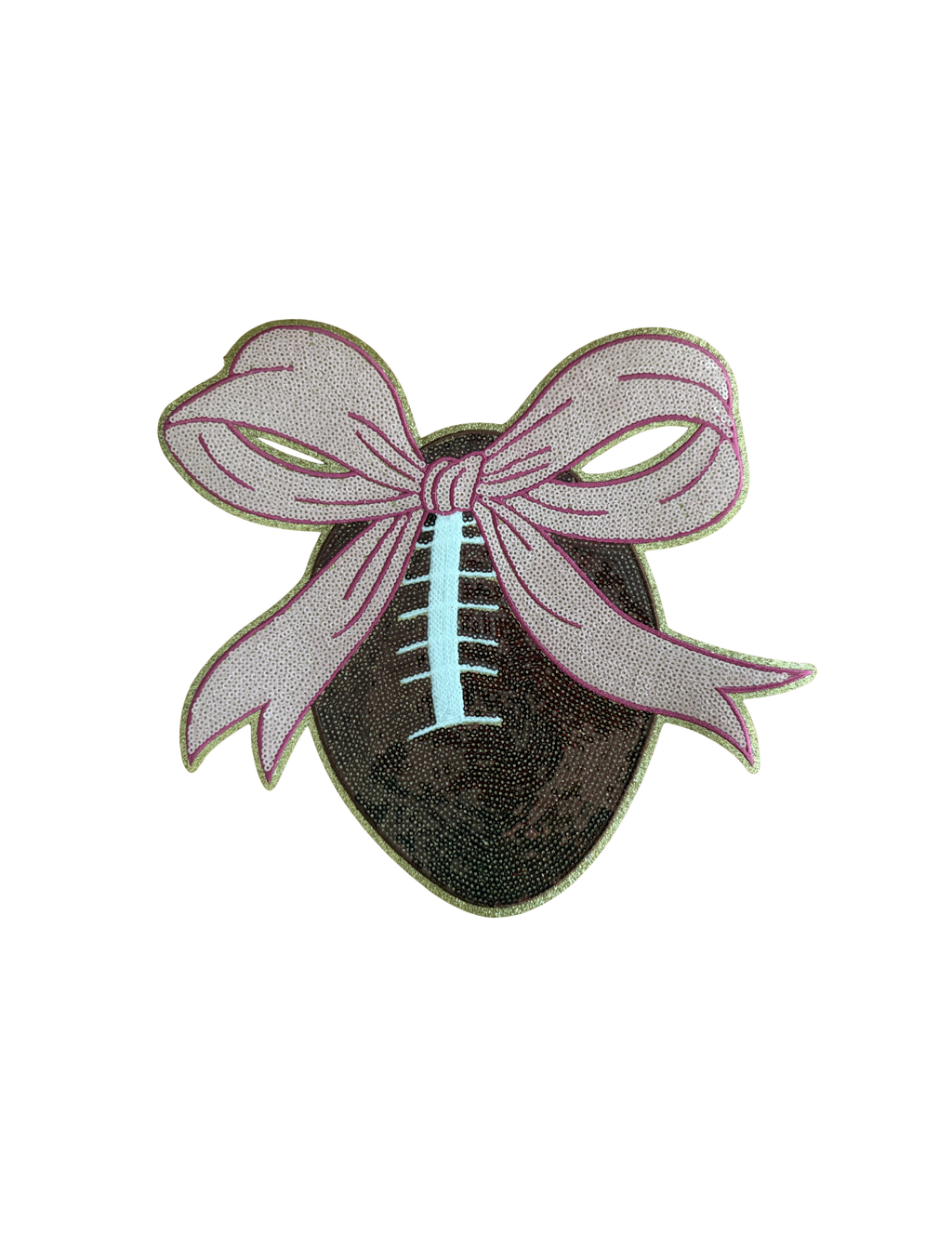 Football season meets feminine flair with this fabulous Football & Bow Patch! Featuring a richly textured football topped with an oversized sparkling pink bow, this design is made for the girl who loves touchdowns AND a little extra sparkle.
