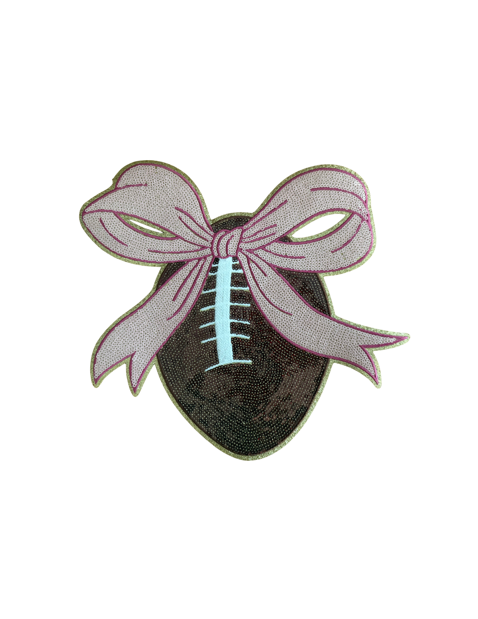 Football season meets feminine flair with this fabulous Football & Bow Patch! Featuring a richly textured football topped with an oversized sparkling pink bow, this design is made for the girl who loves touchdowns AND a little extra sparkle.