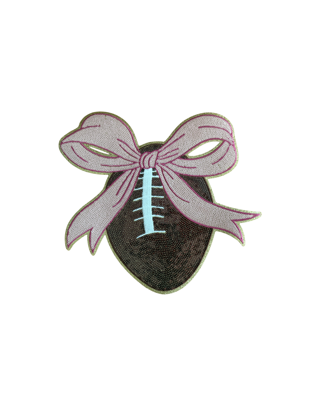 Football season meets feminine flair with this fabulous Football & Bow Patch! Featuring a richly textured football topped with an oversized sparkling pink bow, this design is made for the girl who loves touchdowns AND a little extra sparkle.