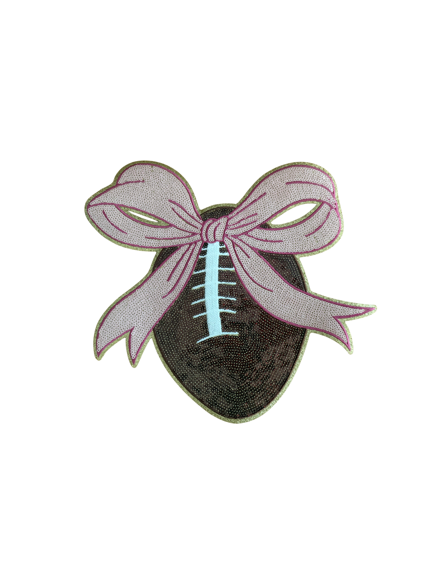 Football season meets feminine flair with this fabulous Football & Bow Patch! Featuring a richly textured football topped with an oversized sparkling pink bow, this design is made for the girl who loves touchdowns AND a little extra sparkle.