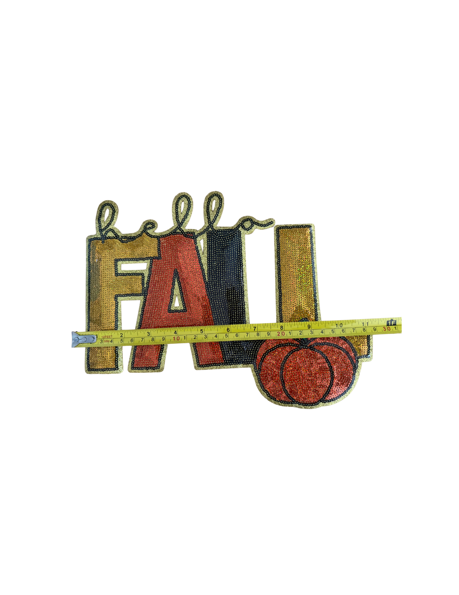 Featuring bold autumn-inspired lettering, rich seasonal colors, shimmering texture, and an adorable pumpkin accent, this patch brings all the cozy fall vibes together in one statement design.