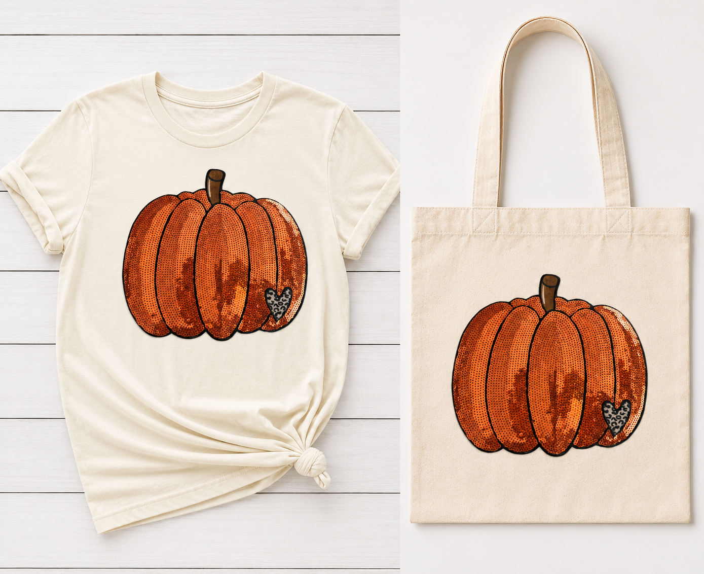 Covered in shimmering orange detail and finished with a sweet leopard-print heart, this design brings together everything we love about fall—warm autumn color, cozy vibes, sparkle, and just a touch of sass.