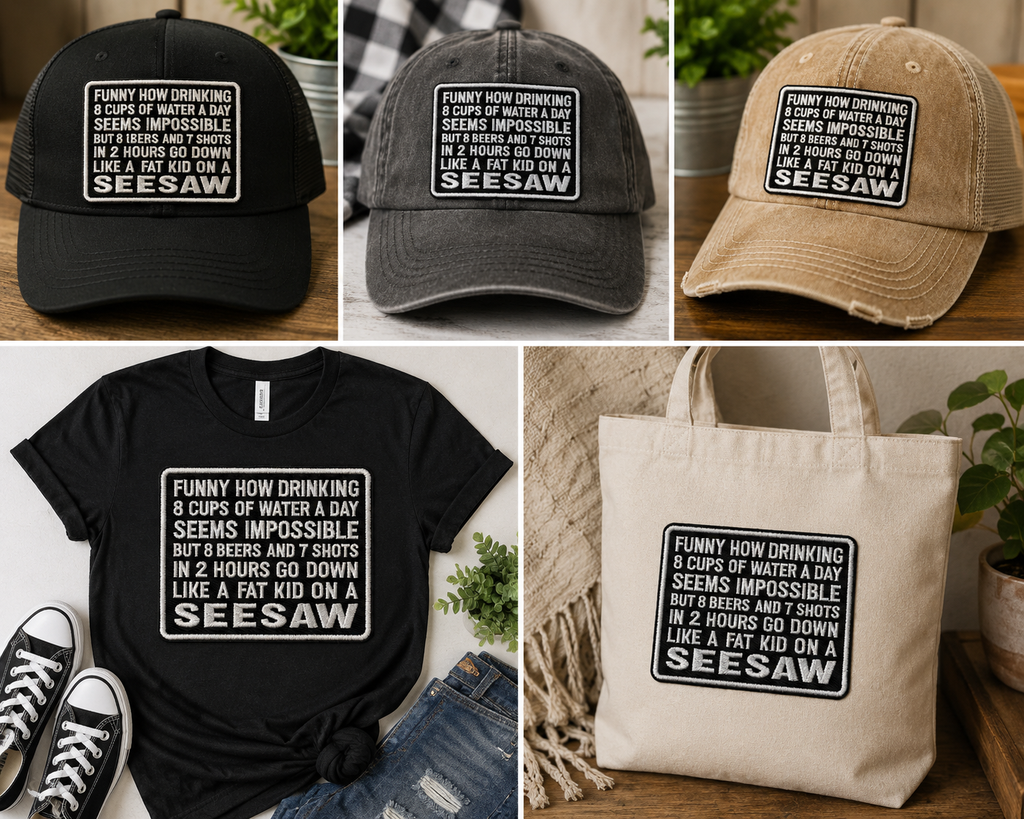 The bold lettering and detailed embroidered iron on patch finish give it a fun, statement-making look without needing bright colors to grab attention.