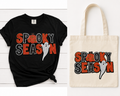 The bold orange, black, and white embroidery creates a classic Halloween look, while the playful pumpkin and adorable ghost give it just the right amount of personality.