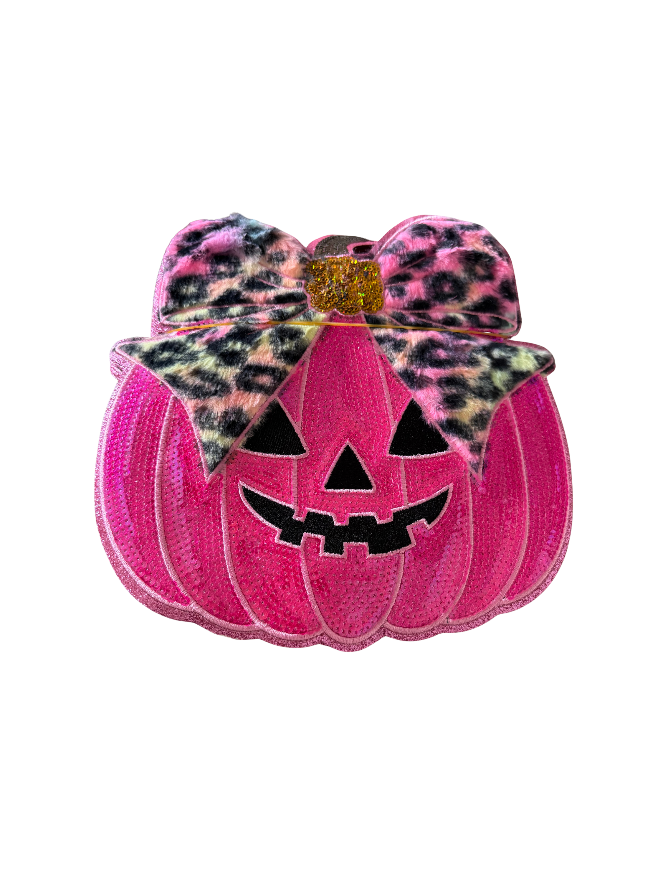 Sweet meets spooky in the cutest way. This eye-catching patch combines a vibrant pink jack-o'-lantern with a trendy leopard-print bow, creating a Halloween design that's fun, feminine, and unlike anything you'll find in big box stores.